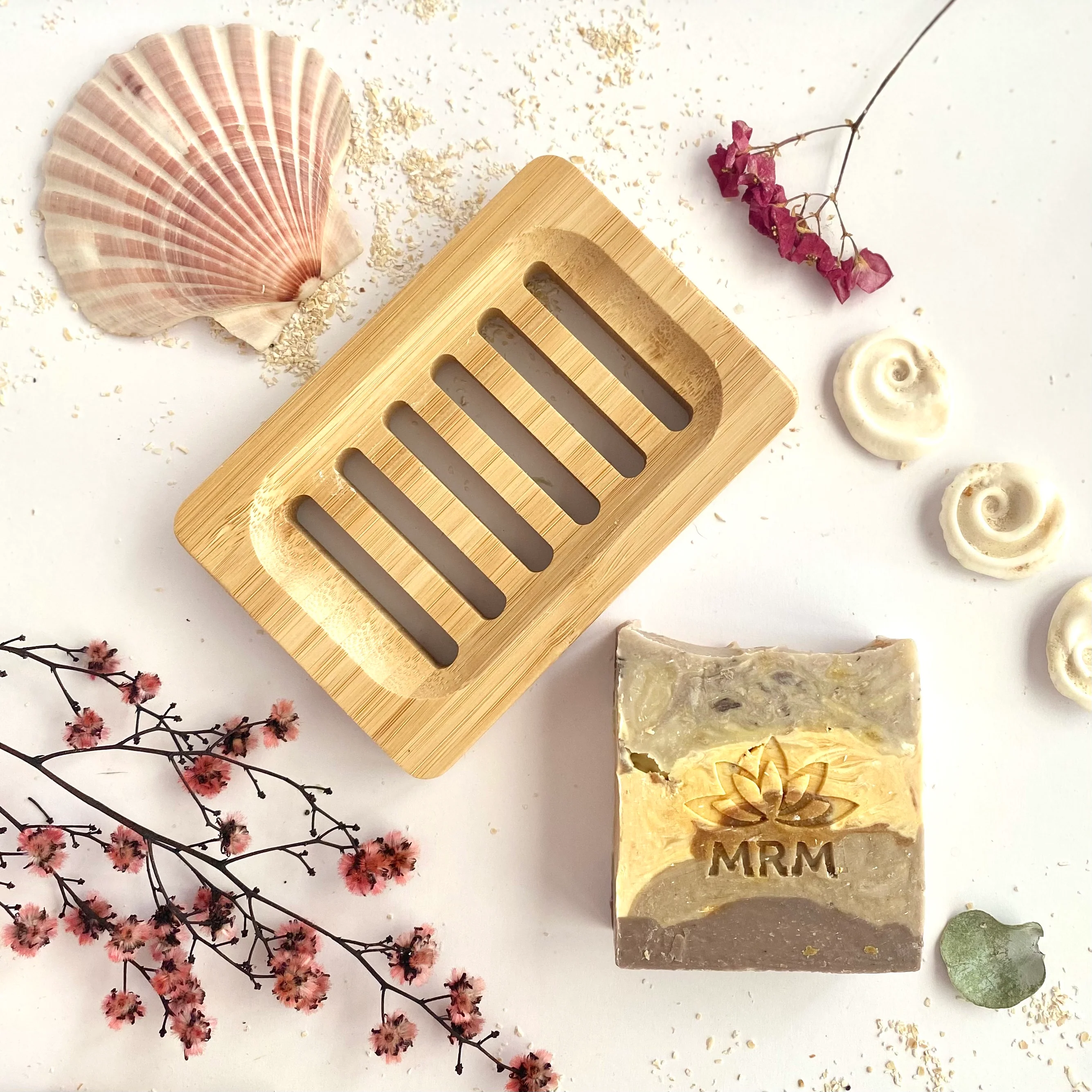 Bamboo Rectangle Soap, Shampoo & Conditioner Dish - Image 3